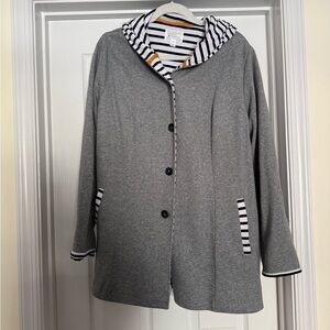 Market & Spruce Gray Trench Coat with Striped Accents
